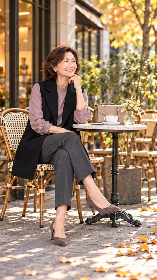 긴 조끼 하나 더했더니 평소 옷이 달라 보여요
