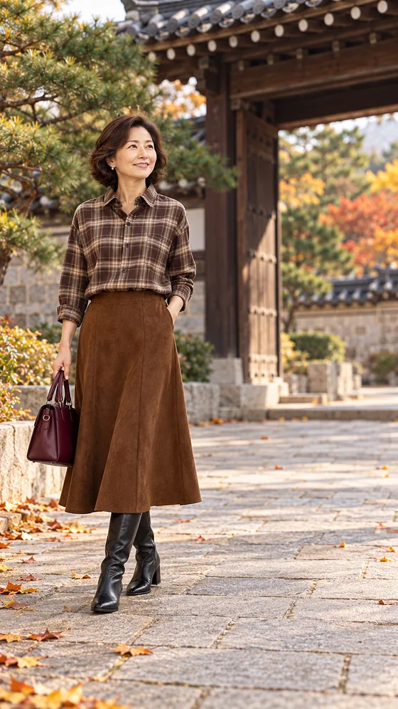 해외 50대 스타일처럼 체크 셔츠 단정하게 입기