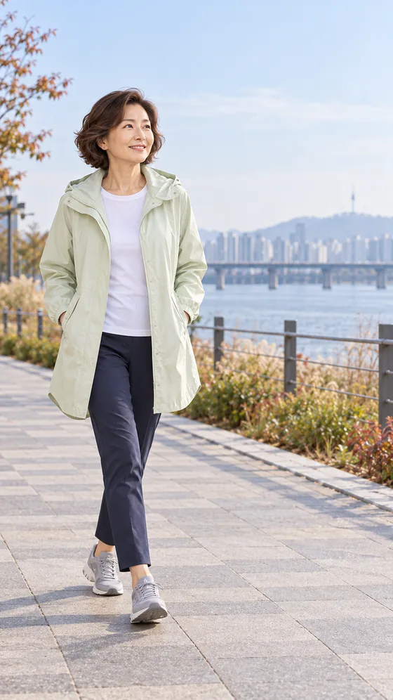 매일 걷는 길도 멋스럽게 50대 산책 운동복