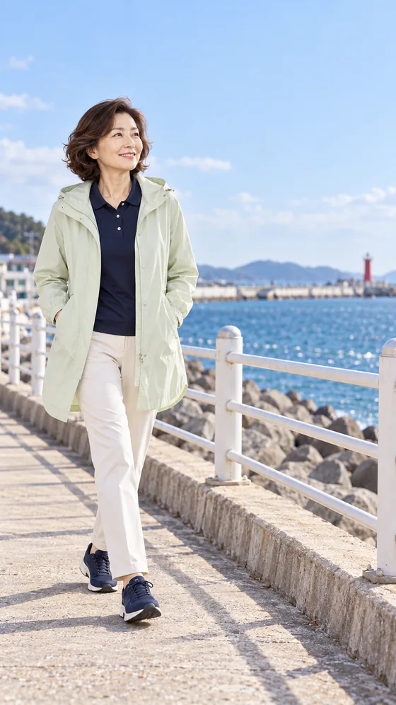 매일 걷는 길도 멋스럽게 50대 산책 운동복